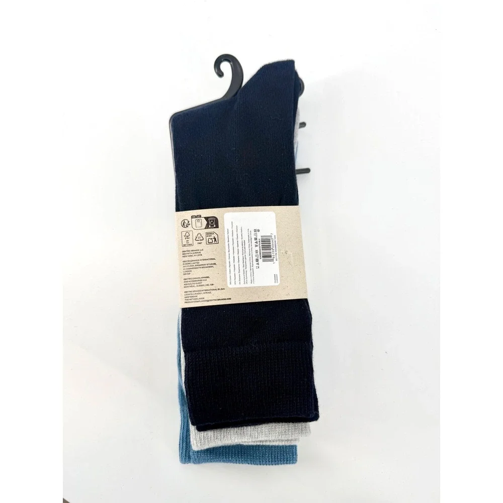 AllSaints Mens 3 Pack‎ Cotton Blend Crew Socks Blue Grey Black US 7-13 NEW